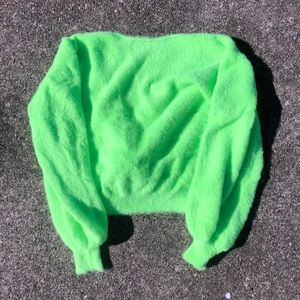 FOREVER 21 neon green plush twist-back sweater